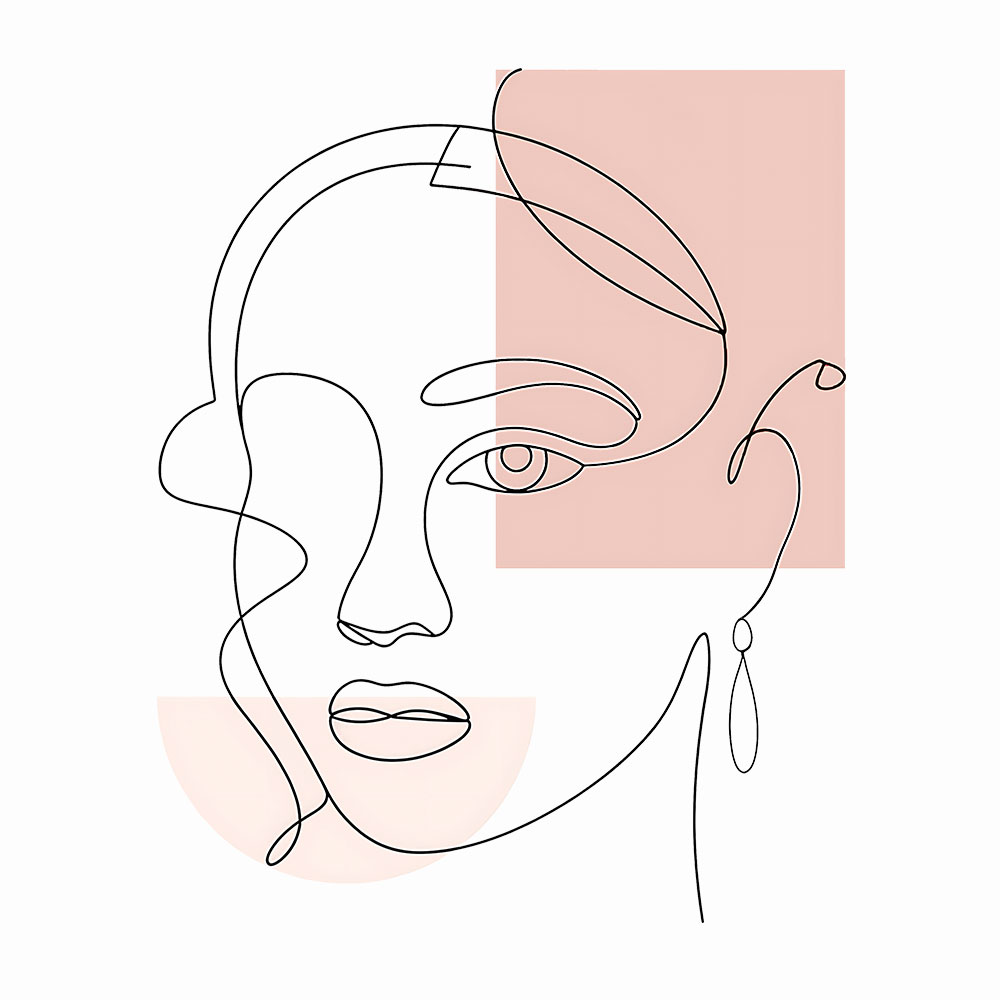 Woman Line Art Round Neck T-Shirt