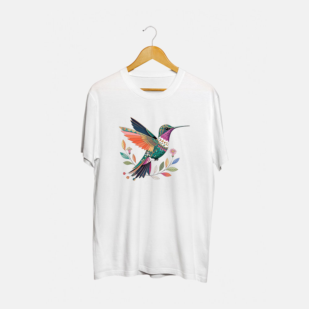 Vibrant Bird Round Neck T-Shirt
