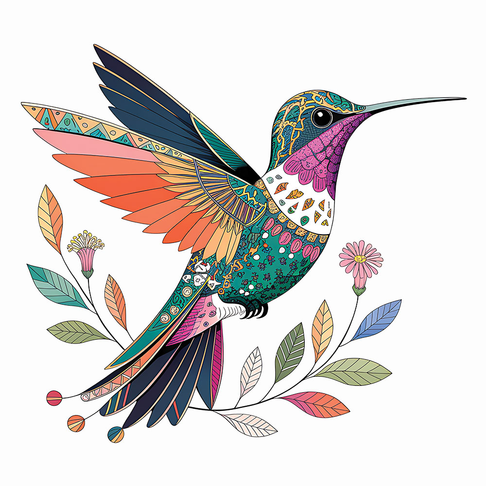 Vibrant Bird Round Neck T-Shirt